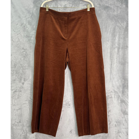 LK Bennett‎ Pants Women 12 Rust Corduroy Wide Leg Lagenlook Cottage Cropped - Picture 1 of 13